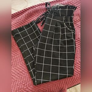 HARI Black and White Checkered Cropped Pants